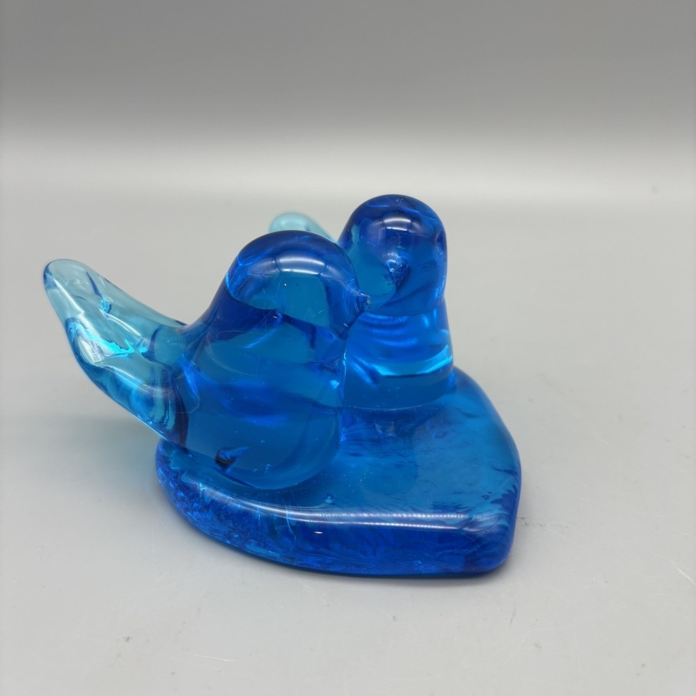 Leo Ward Signed Twin Bluebirds Of Happiness Glass Dated 1992